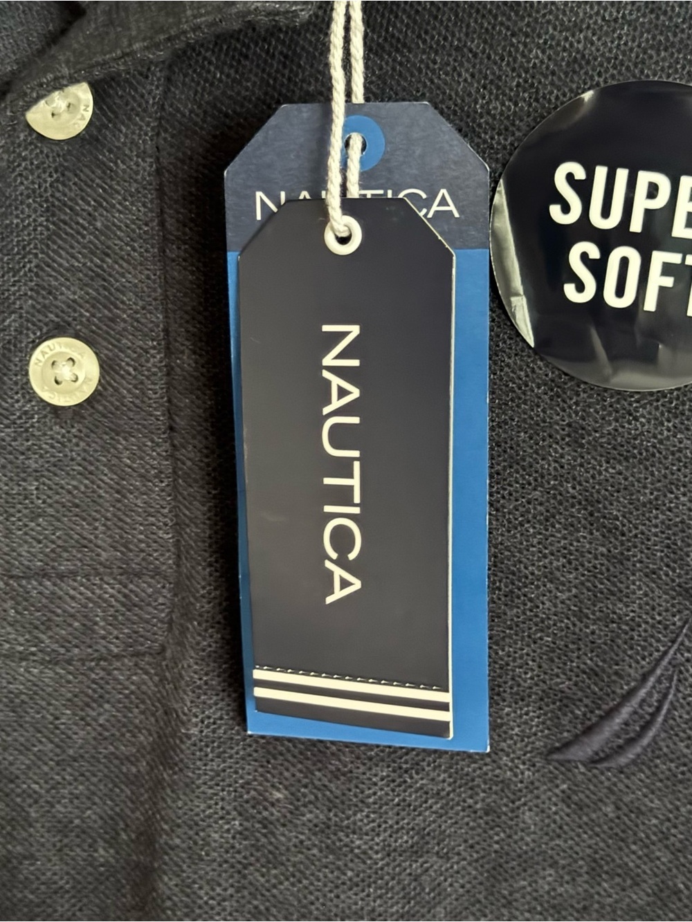 Nautica Men S Super Soft Polo Shirt NWT Heather Navy Blue Gray Tri Blend Small - Picture 8 of 11